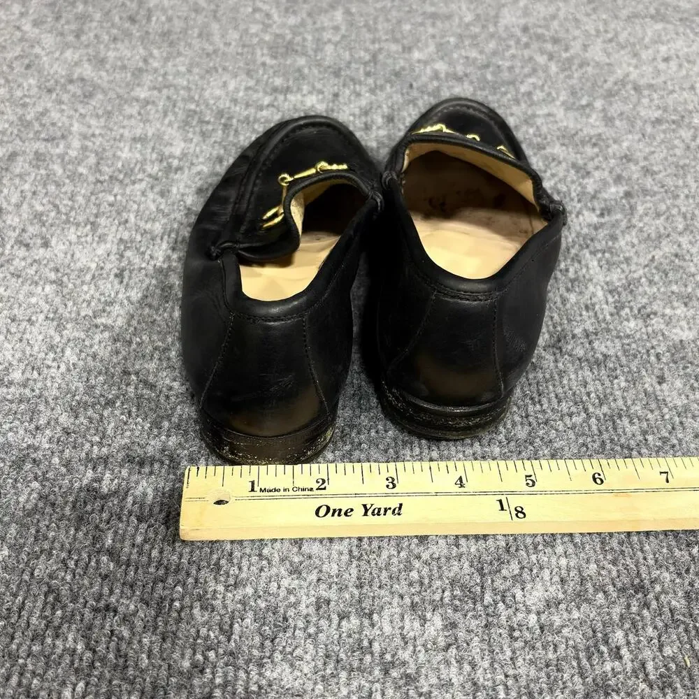 Gucci Shoes Womens 6 Black 36 Leather Horsebit Loafer Flats Slip On Italian